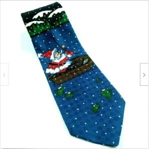 Hallmark Santa Claus Christmas Fishing Boat Tie